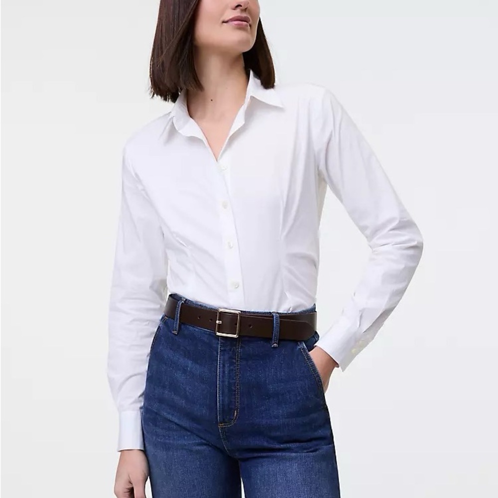 Ann Taylor Crisp White Button-Down Shirt